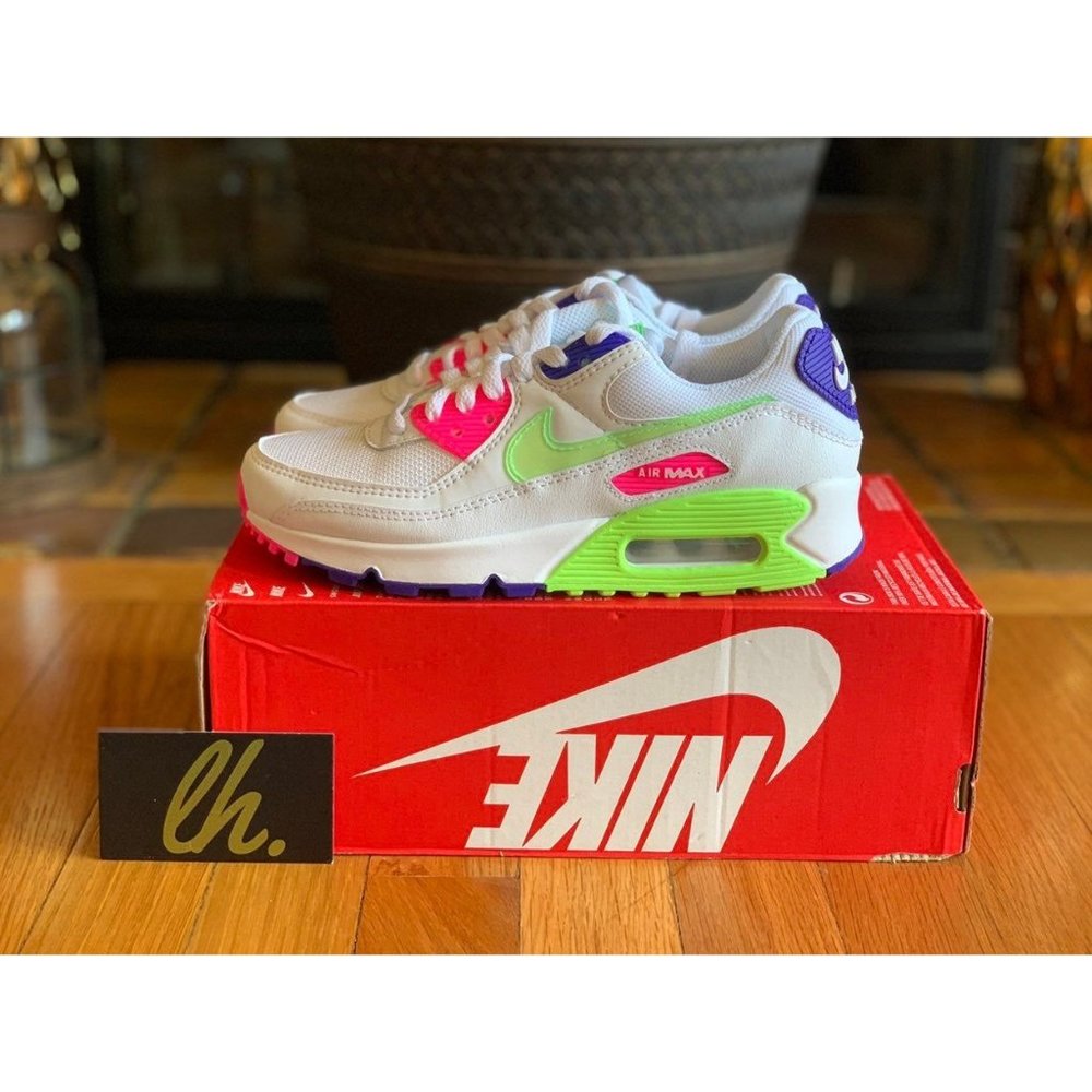Size 5.5 W Nike Air Max 90 "White Neon"